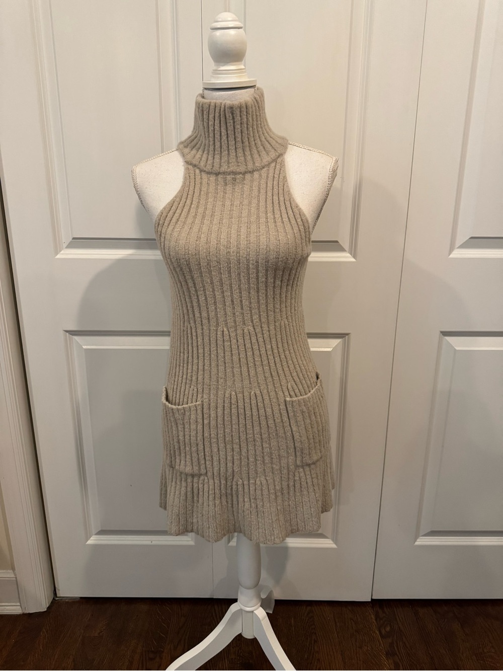 Free People Claude Turtleneck Sweater Dress XS Oatmeal Taupe - Picture 3 of 13